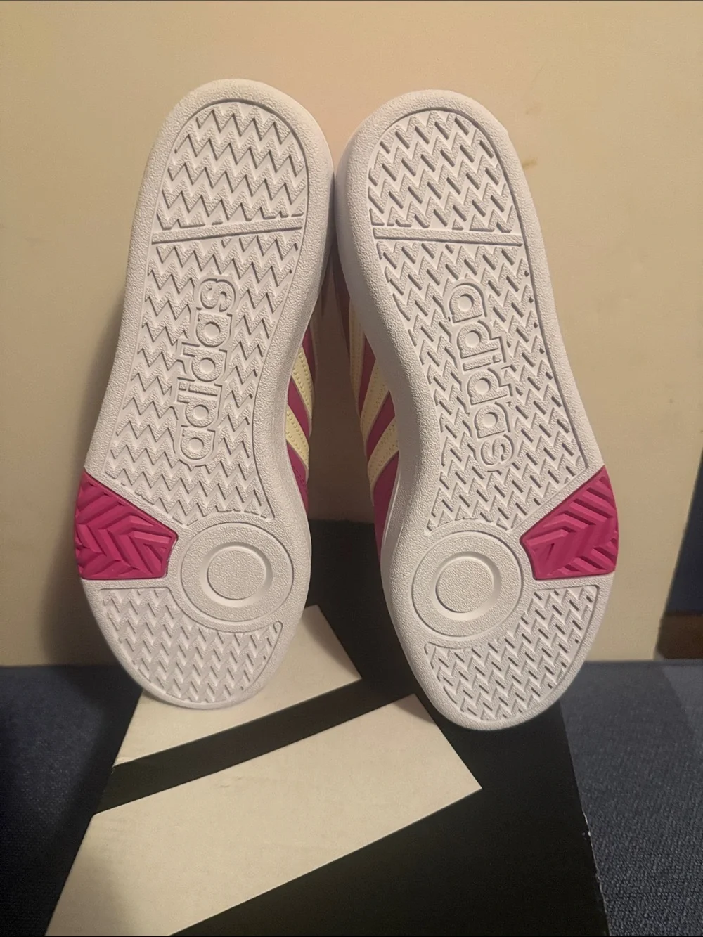 Adidas Kids Pink and White Hoops 4.0 Sneakers-NWT Size 6.5